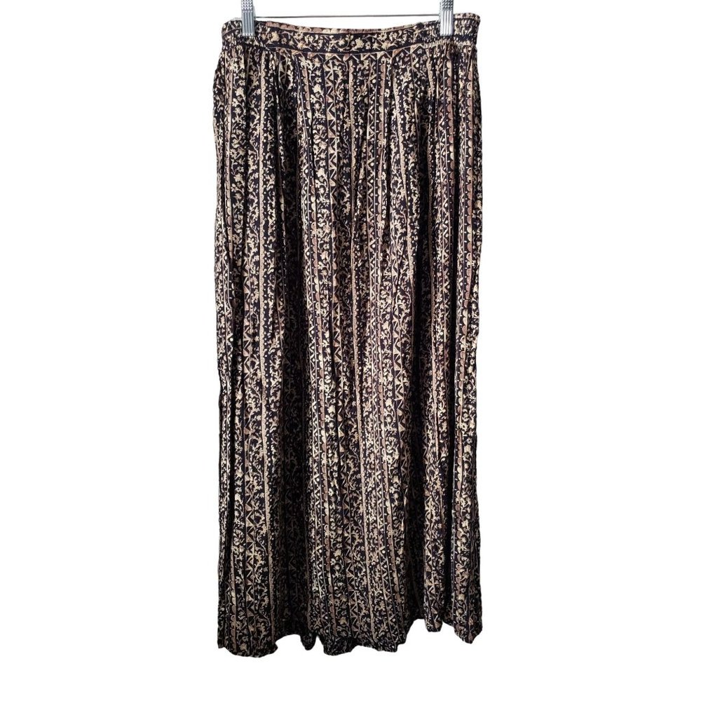 Authentics Maxi skirt size Large black yellow floral print